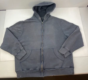 Vintage 90s Lucky Brand Hoodie Full Zip Sweatshirt Faded L Y2K Navy - Picture 1 of 9