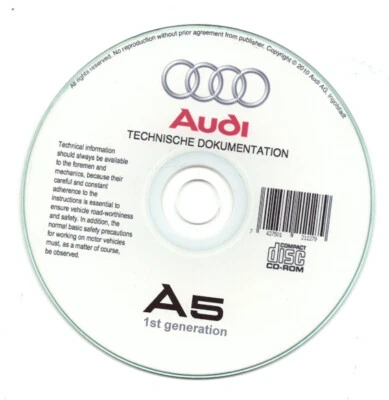 Audi A5 (2007-2017)  manuale officina workshop manual su cd - Immagine 1 di 4