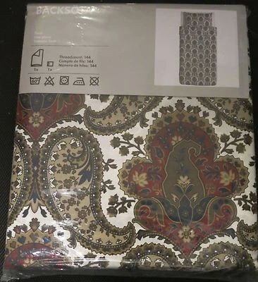 IKEA Backsota Paisley TWIN Duvet COVER Pillowcase Set BACKSÖTA Single Brown Blue - Image 1 of 2