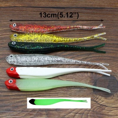 10 PCS 5" Drop Shot Soft Fishing Lure Fork Tail Swimbait for Bass Pike Walleye - Image 1 of 4