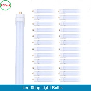 25Pack 8 Foot LED Tube Light Bulb T8 T12 Single Pin FA8 8FT Led Shop Light 6000K - Picture 1 of 12