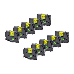 10× 1" Ruban étiqueteuse Compatible avec Brother TZ TZe-651 Noir sur jaune - Photo 1/4
