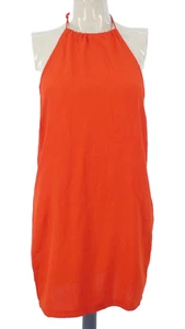 Abito Pull and Bear senza schienale mini rosso corallo scollo a V misto lino nuovo con etichette taglia S - Foto 1 di 12