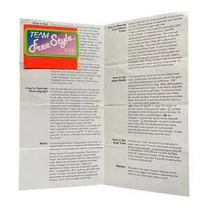 Free Style Shark Chronograph Watch Instructions Sheet & Sticker Vintage 80's VTG - Picture 1 of 2