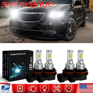 H11+ H11 LED Headlight Bulbs High Low Beam For Chrysler Town & Country 2008-2016 - Picture 1 of 12