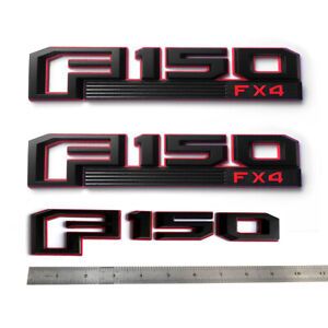 3x OEM Black F-150 Fx4 Emblem Fender 3D Logo for fits F150 Tailgate Badge Red F