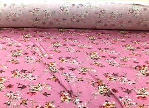 Bedruckter Viskose Spandex 4-Wege Stretch Bekleidungsstoff Mauve Rosa Orange Blumen H304 - Bild 1 von 1