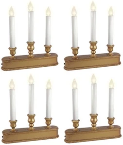 4 Sylvania V153988 10" 3 Light Gold Battery Operated Christmas Candle Candoliers - Picture 1 of 4