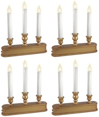 4 Sylvania V153988 10" 3 Light Gold Battery Operated Christmas Candle Candoliers - Image 1 of 4