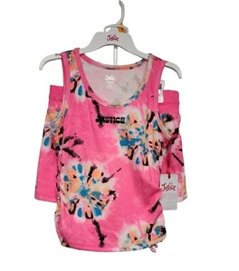 Justice Girls Tie Dye Multicolor Pink Shorts Set Size 10M NEW WITH TAGS - Picture 1 of 7