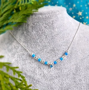 Collar de plata de ley 925 azul fuego ópalo delicado colgante corazón soplado - Imagen 1 de 6