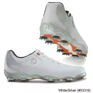NEU! FootJoy [10] WIDE DNA Helix Herren Spikes Golfschuhe 53316 - Weiß/Silber - Bild 1 von 3