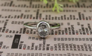 1.25CT Oval Cut Bezel Set Moissanite Engagement Ring Anniversary Gift For Women - Picture 1 of 8