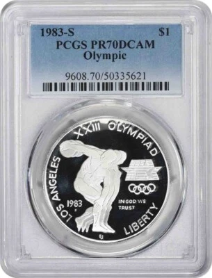 1983-S Olympic Silver Commemorative Dollar PR70DCAM PCGS Proof 70 Deep Cameo - Image 1 of 2