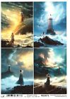 Rice Paper A4 Straw Silk Lighthouse Storm Flash Thunderstorm Girls Sea RE3073