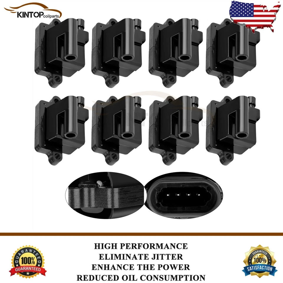 8 квадратных катушек зажигания для Cadillac Escalade ESV EXT Hummer H2 2002 2003-2006 - Изображение 1 из 4