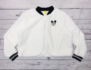 Women’s DISNEY White Mickey Mouse Sherpa Jacket/ Black Trim-Size XXL/2XL - Picture 1 of 13