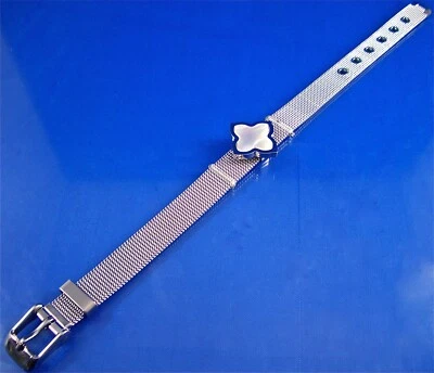 PULSERA HEBILLA CINTURÓN MALLA ACERO INOXIDABLE CON FLOR FREGONA, 6,5 A 7,5" Foto 1 de 4