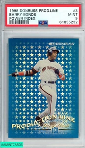 Línea de producción Donruss 1998 Barry Bonds #3 Power Index 97 de 1031 PSA 9 como nuevo - Imagen 1 de 3