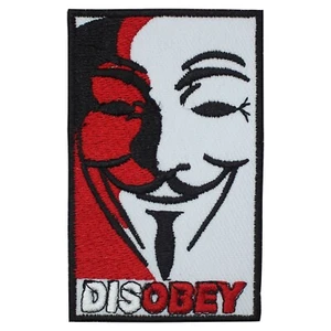 Disobey Anonymous Gesicht Bestickt Aufbügeln Aufnäher Abzeichen Für - Picture 1 of 1