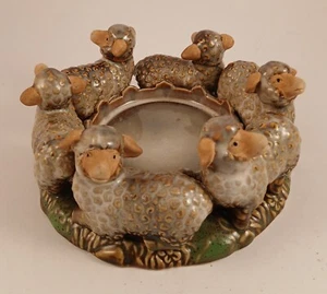 Studio Art Glazed Stoneware Sweet Lamb Figural Pillar Candle Holder - Picture 1 of 7