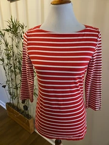 CAMISETA MERONA Rojo Blanco Rayas Manga 3/4 Algodón Elástico, S - Imagen 1 de 4