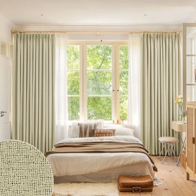 100 W x 96 L inch Pinch Pleat Total Blackout Drape Faux Linen Drape with Tieb... - Image 1 of 4