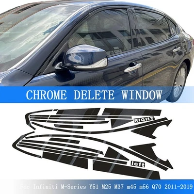 Glossy Black Chrome Delete Window Trims For Infiniti M-Series Y51 M25 M37 Q70 Foto 1 de 4