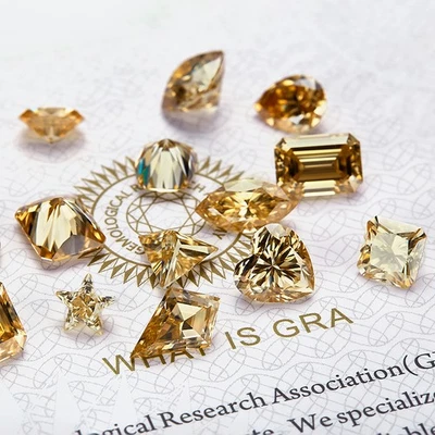 Champagne 0.5-3ct Multiple Shapes Moissanite Loose GRA VVS1 Wholesale Price - Image 1 of 4