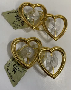 (2) Genuine Austrian Crystal 24K GOLD Plated New with Tags Hearts - Picture 1 of 6