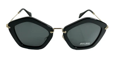 Gafas de sol para mujer MIU MIU SMU060 1AB-1A1 negras brillantes pentagonales negras doradas Foto 1 de 4