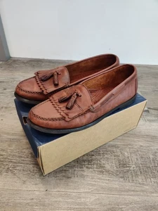 Bass Bombay Mens Kiltie Brown Leather Slip On Tassel Loafers Size 13 D - Picture 1 of 11