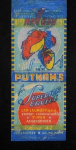 30er Jahre? Putnam's Autowäsche Reifen Telefon 42 rot Henne Grill Bordstein Service Salina KS - Bild 1 von 2