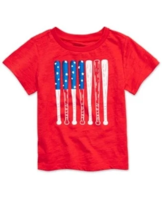 Camiseta de bate de béisbol First Impressions para niños talla 18M manga corta roja cereza Foto 1 de 4