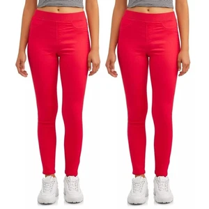 2 Jegging Rojo Tirar de tiro medio Bolsillo trasero Elástico Junior Talla Pequeña 3-5 NUEVO - Imagen 1 de 8