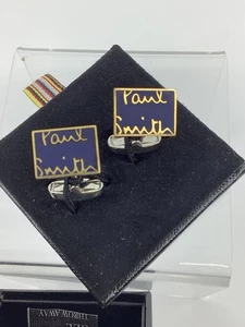 New PAUL SMITH Men’s CUFFLINKS Gold with Logo Etch New in Box Retail $150 USD - Picture 1 of 7