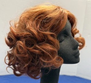 Red Curly Wig No Maker Tag Wefted Ear Tabs Adjustable Size Tabs - Picture 1 of 13