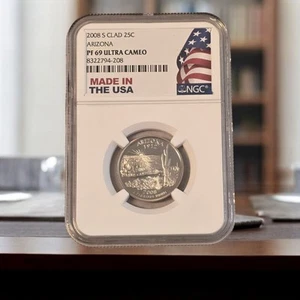Arizona Quarter NGC PF69 2008‐S Ultra Cameo Proof 25C revestido de San Francisco - Imagen 1 de 2