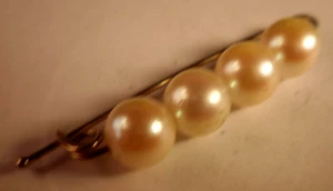 NACHLASS 40er 14K MASSIVES WEISSGOLD & 4 mm PERLE BROSCHE ANSTECKNADEL ~ 3/4" - Bild 1 von 5