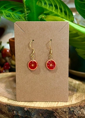 Pendientes hechos a mano divertidos enchapados en oro de plata de ley rodajas de cítricos fruta limón lima Foto 1 de 3