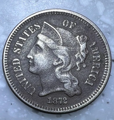 1872 3c Three Cent Nickel VF/XF - Nice Coin!! - Image 1 of 2