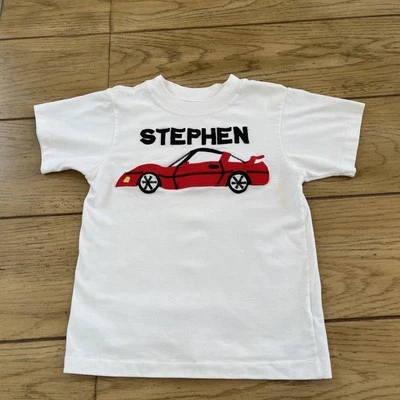 Kelly’s Kids Sz 4 Red Car Appliqué “Stephen” Embroidered Shirt - Image 1 of 4