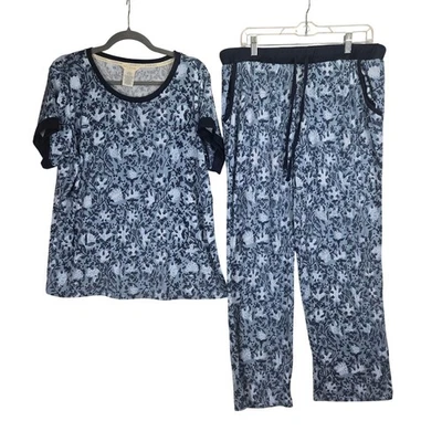 Conjunto de pijama para mujer Lucky Brand XL azul estampado floral ropa de dormir ropa de salón cómodo Foto 1 de 4