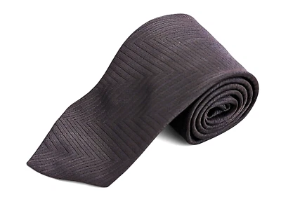 Ralph Lauren Etiqueta Púrpura Corbata de Seda Marrón Zig Zag Rayas Repp Hecho a Mano Inglaterra Foto 1 de 4