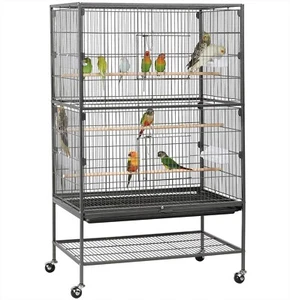 Large Parrot Cage Metal Bird Cage Rolling Pet Home for Budgie Parakeet w/ Stand - Picture 1 of 10