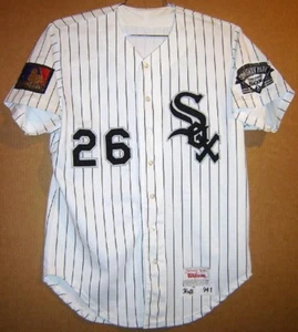 1994 CHICAGO WHITE SOX MIKE HUFF #26 WHITE PINSTRIPE MLB Size 44 JERSEY - Picture 1 of 7