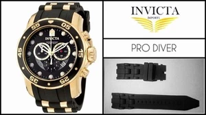 Black Silicone Rubber Watch Band Strap For Invicta PRO DIVER SCUBA - Picture 1 of 6