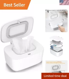 Portable Wipes Dispenser - Refillable Baby Wipe Holder, Press to Open - Picture 1 of 8