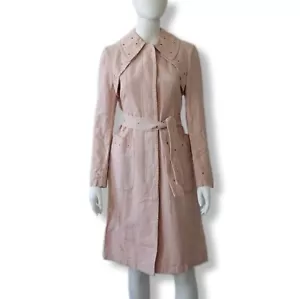 MAX&CO MAX MARA LINEN BLEND COAT JACKET S/M F38 D36 USA4 UK8 EYELETS BELTED PINK - Picture 1 of 12