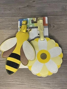 Bumble Bees and Sunflowers Luggage Suitcase ID Tags Set of 2 New Flower - Picture 1 of 6